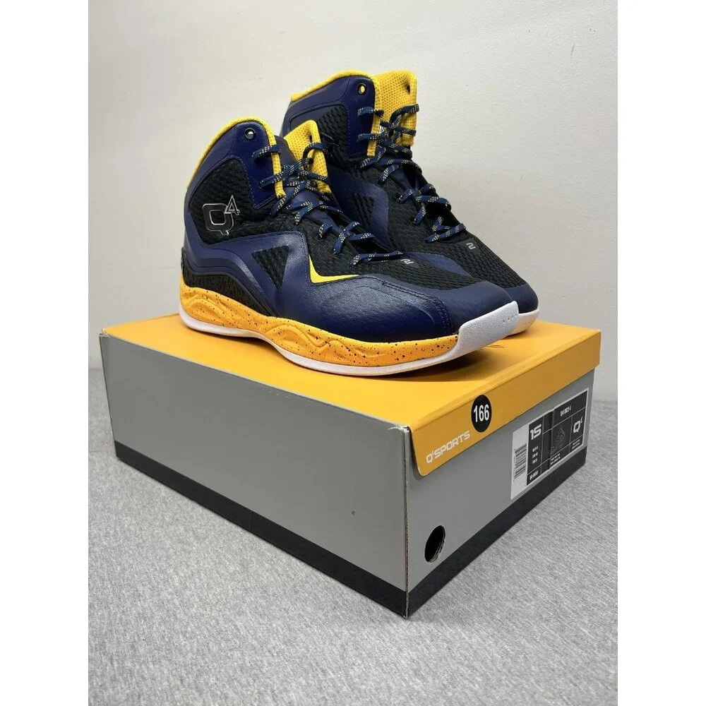 Q4 Sports DC2-I Basketball Shoes Mens Size 15 Navy Black‎ Gold High Top